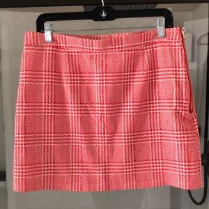Forever 21 orange red houndstooth plaid mini skirt side zip 30 preppy academia